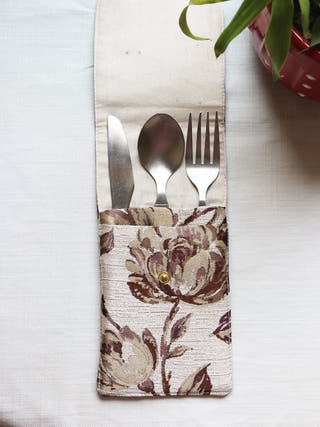 Brown Printed Cutlery Case
