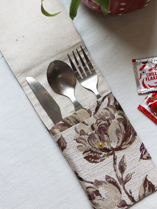 Brown Printed Cutlery Case