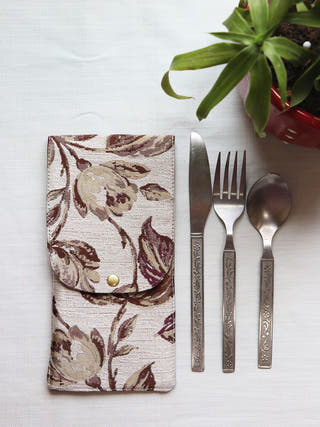 Brown Printed Cutlery Case