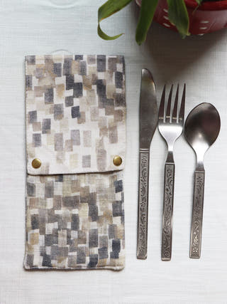 Grey Printed Cutlery Case