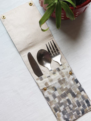 Grey Printed Cutlery Case
