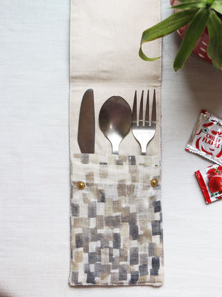 Grey Printed Cutlery Case