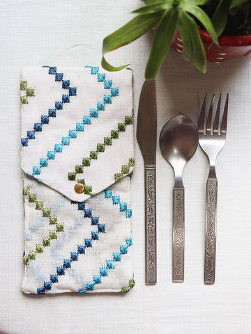 Zig-Zag Embroidered Cutlery Case