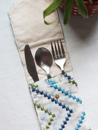 Zig-Zag Embroidered Cutlery Case