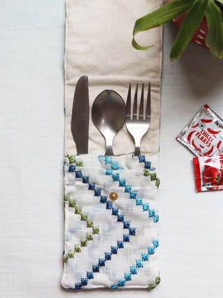 Zig-Zag Embroidered Cutlery Case