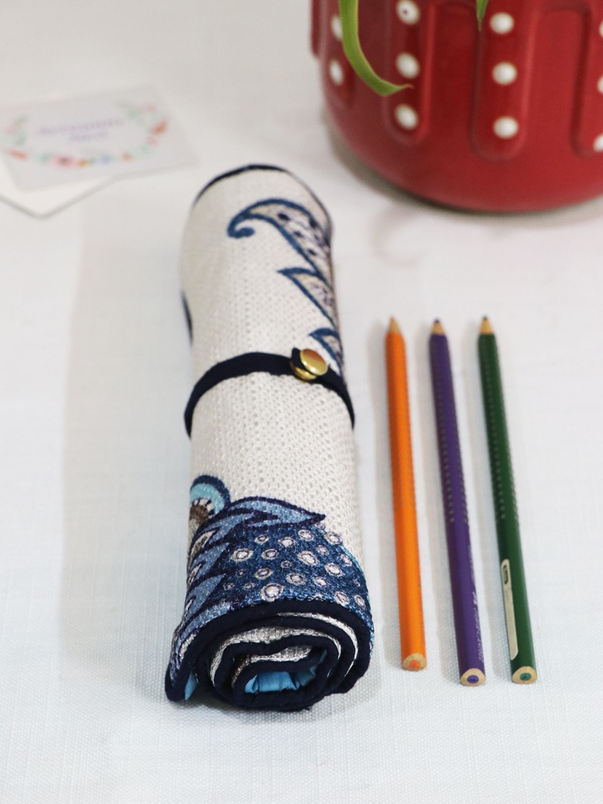 Blue Printed Roll-up Pencil Case image 2