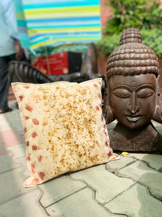 Ecoprinted handwoven Cushion Cover Gul White Bageeya