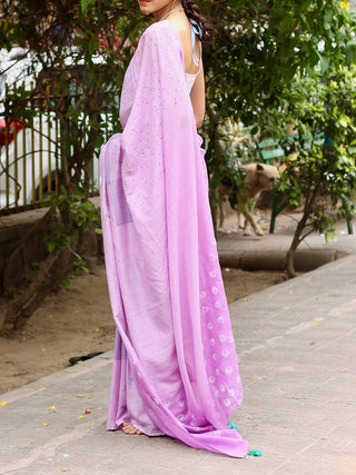 Summer Dew Mulmul Saree Lavender KASIA