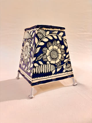 Floral Design Table Lamp - Blue