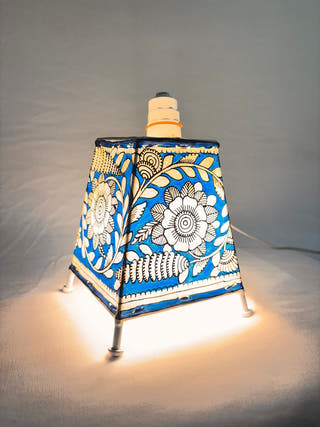 Floral Design Table Lamp - Blue