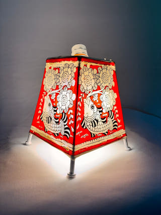 Fish And Floral Table Lamp - Red