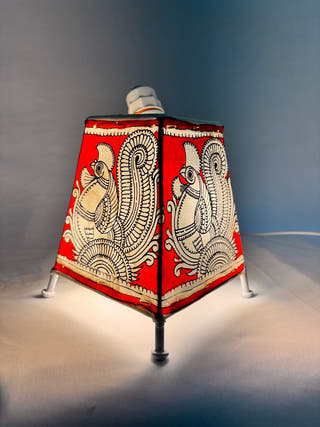 Peacock Table Lamp - Red