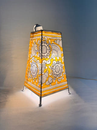 Floral Design Table Lamp - Yellow