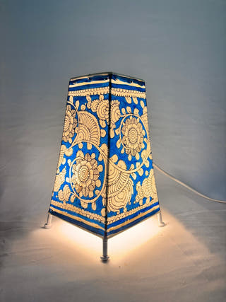 Floral Design Table Lamp - Blue