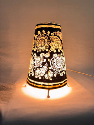 Floral Design Table Lamp - Black