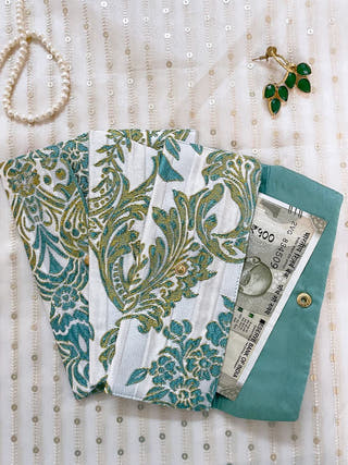Grand White with Blue Printed Money Envelope