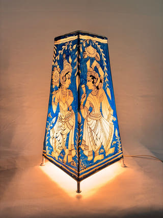 Radha Krishan Tholu Table Lamp - Blue