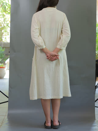 Mirror Work Dress In Off White Moralfibre