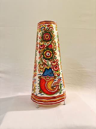 Fish And Floral Tholu Bommalata Table Lamp - Multicolor