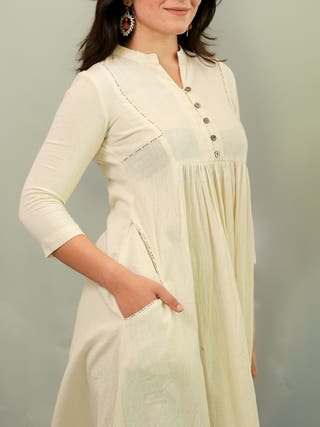 Pearl String Dress In Off-White Moralfibre