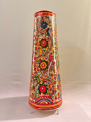 Tholu Bommalata Pakshi Pushpa Heritage Leather Lamp - Multicolor