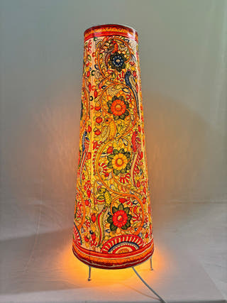 Tholu Bommalata Pakshi Pushpa Heritage Leather Lamp - Multicolor