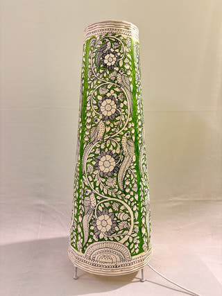 Tholu Bommalata Pakshi Pushpa Heritage Leather Lamp - Green