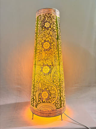 Tholu Bommalata Pakshi Pushpa Heritage Leather Lamp - Green