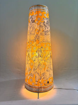 Vishwaroopa Dashavatara Lamp Conical Leather Lamp - Yellow