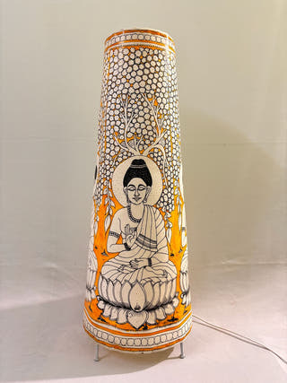 Buddha Hand Painted Floor Lamp - Yellow