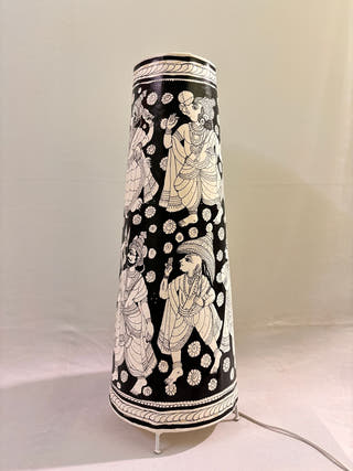 Vishwaroopa Dashavatara Lamp Conical Leather Lamp - Black