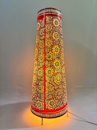Nimmalakunta Tholu Bommalata Pushpavalli Heritage Leather Lamp - Red