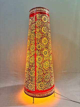 Nimmalakunta Tholu Bommalata Pushpavalli Heritage Leather Lamp - Red