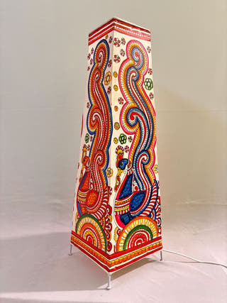 Peacock Paisley Handcrafted Leather Floor Lamp