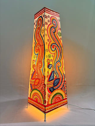 Peacock Paisley Handcrafted Leather Floor Lamp