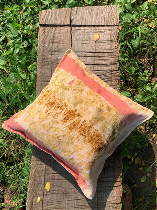 Ecoprinted handwoven Cushion Cover Pale Off White Bageeya
