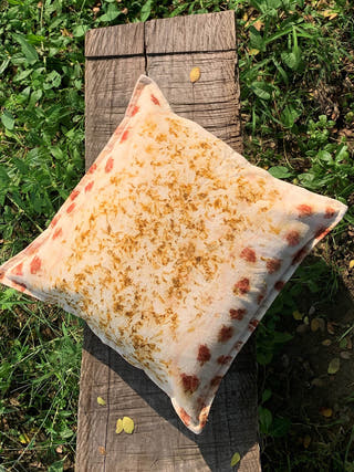 Ecoprinted handwoven Cushion Cover Gul White Bageeya