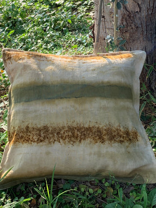 Ecoprinted Handwoven Cushion Cover Haraa Off White Bageeya