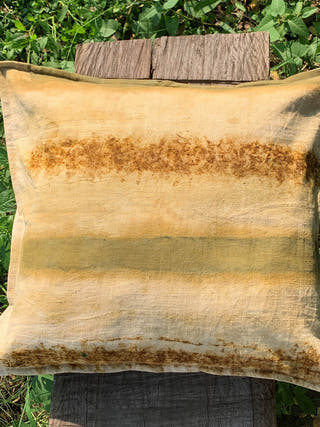 Ecoprinted Handwoven Cushion Cover Haraa Off White Bageeya