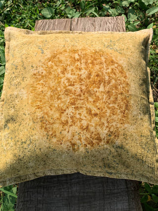 Ecoprinted Handwoven Cushion Cover Chakra Yellow Bageeya