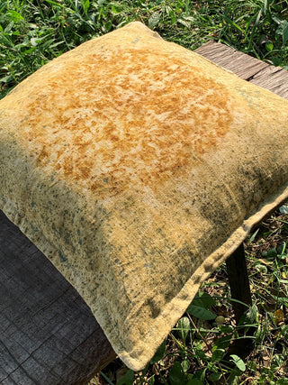 Ecoprinted Handwoven Cushion Cover Chakra Yellow Bageeya