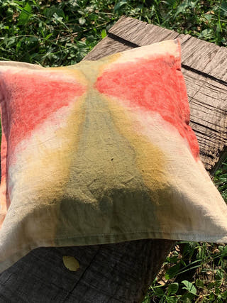 Ecoprinted handwoven Cushion Cover A-line White Bageeya