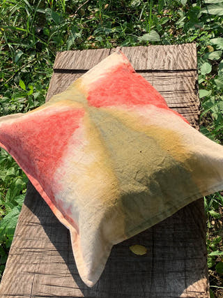 Ecoprinted handwoven Cushion Cover A-line White Bageeya