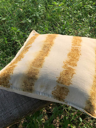 Ecoprinted handwoven Cushion Cover Mellow White Bageeya