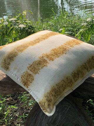 Ecoprinted handwoven Cushion Cover Mellow White Bageeya