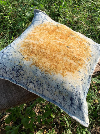 Ecoprinted Handwoven Cushion Cover Indie White Bageeya