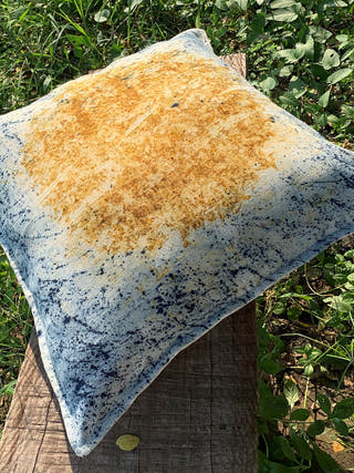 Ecoprinted Handwoven Cushion Cover Indie White Bageeya