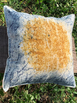 Ecoprinted Handwoven Cushion Cover Indie White Bageeya