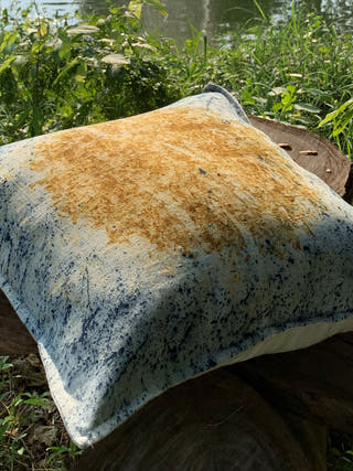 Ecoprinted Handwoven Cushion Cover Indie White Bageeya