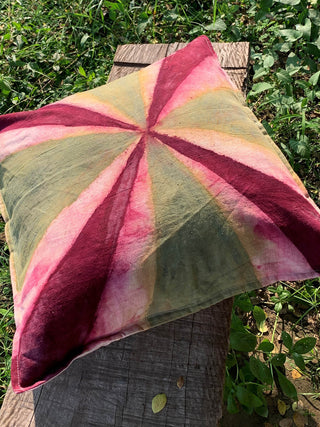 Ecoprinted handwoven Cushion Cover Geomet Multi Bageeya